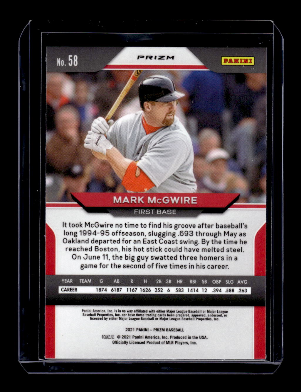2021 Panini Prizm "Teal Wave Prizm" #58 Mark McGwire (St. Louis Cardinals)