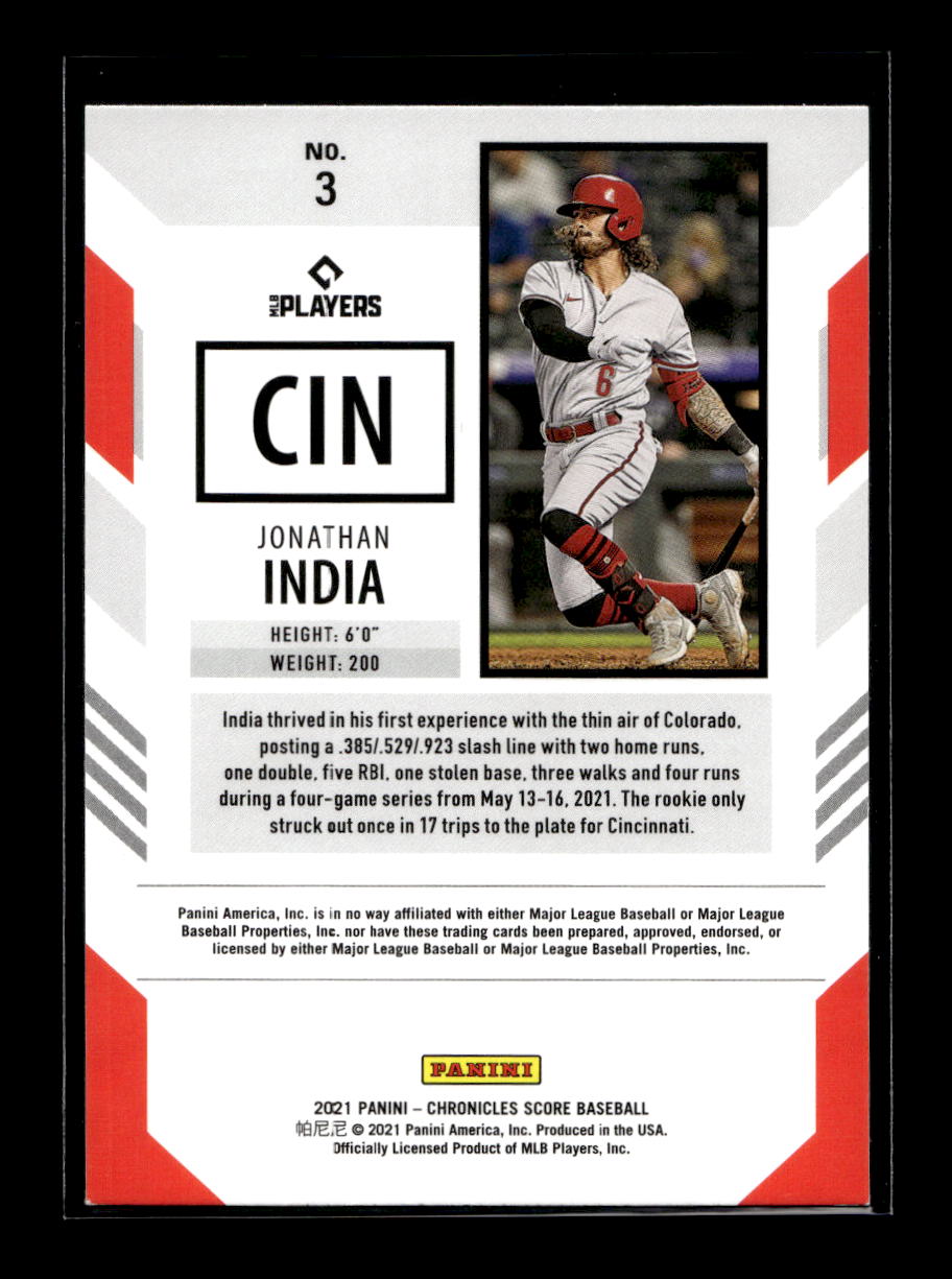 2021 Score #3 Jonathan India Rookie (Cincinnati Reds)