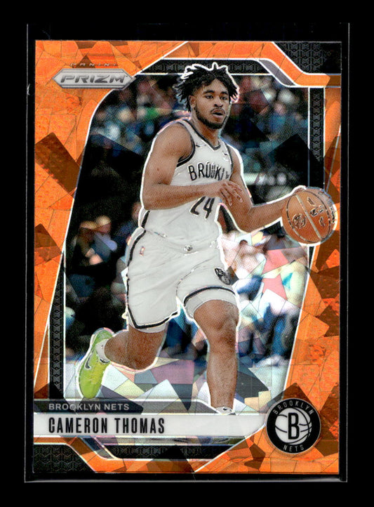 2024-25 Panini Prizm Prizms Orange Ice #91 Cameron Thomas (Brooklyn Nets)
