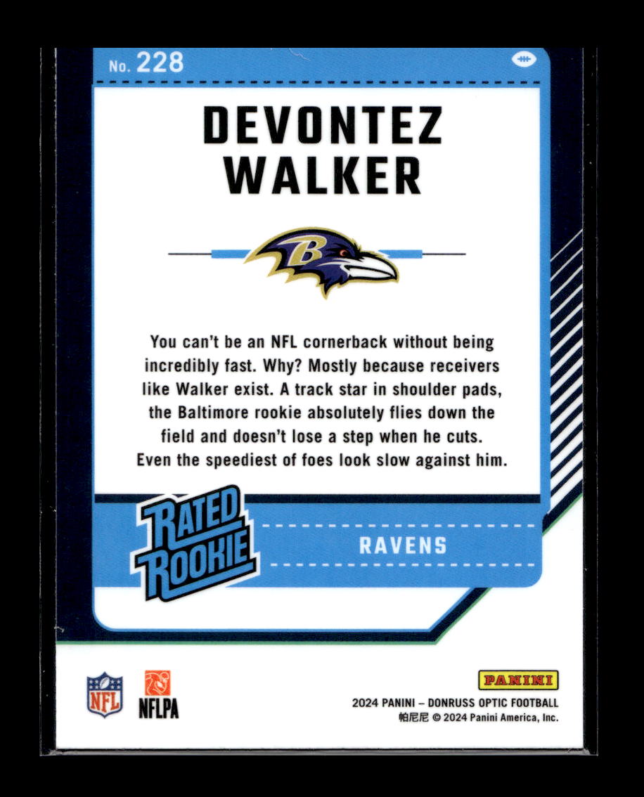2024 Donruss Optic #228 Devontez Walker Rated Rookie (Baltimore Ravens)