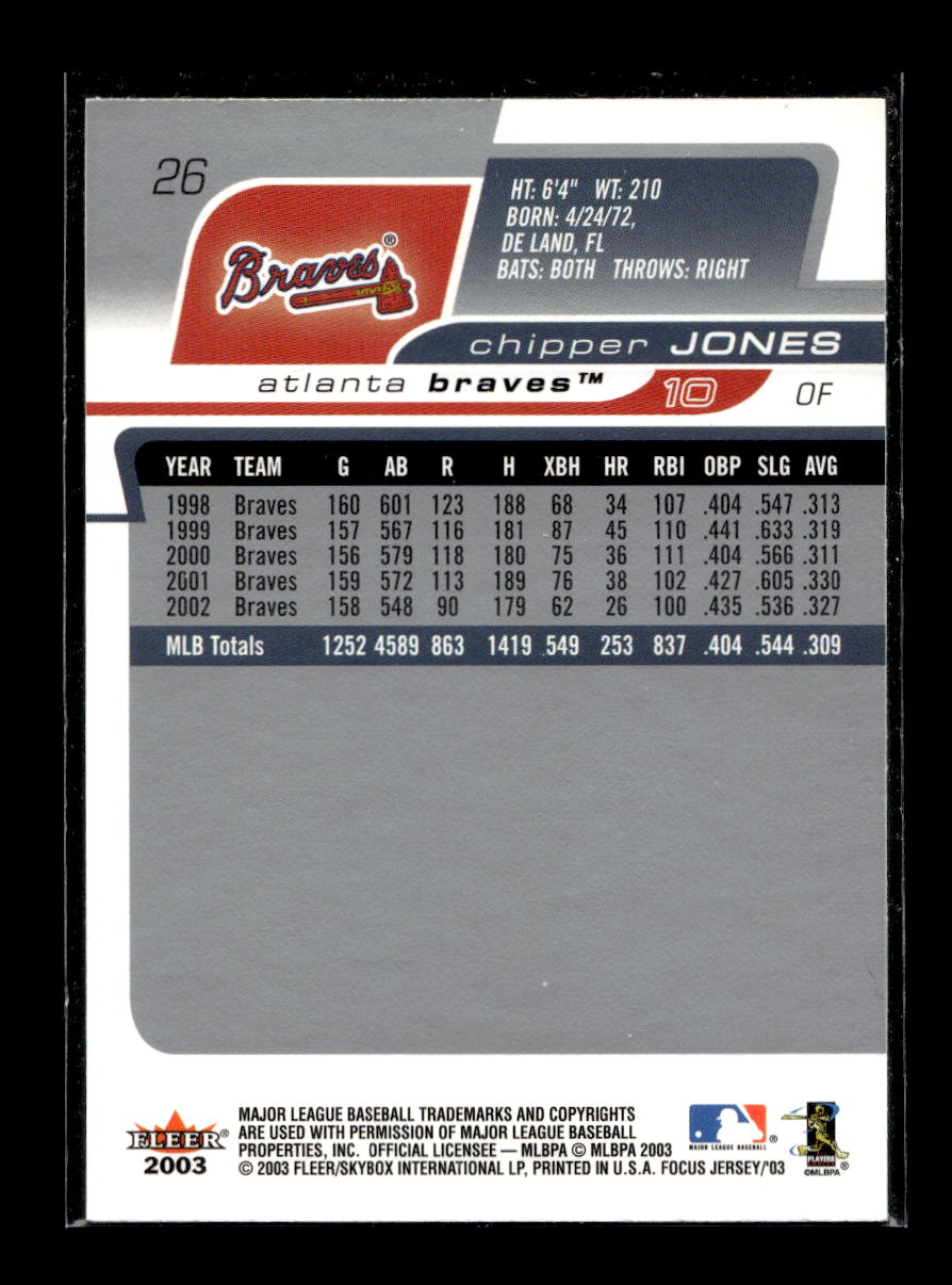 2003 Fleer Focus JE #26 Chipper Jones (Atlanta Braves)