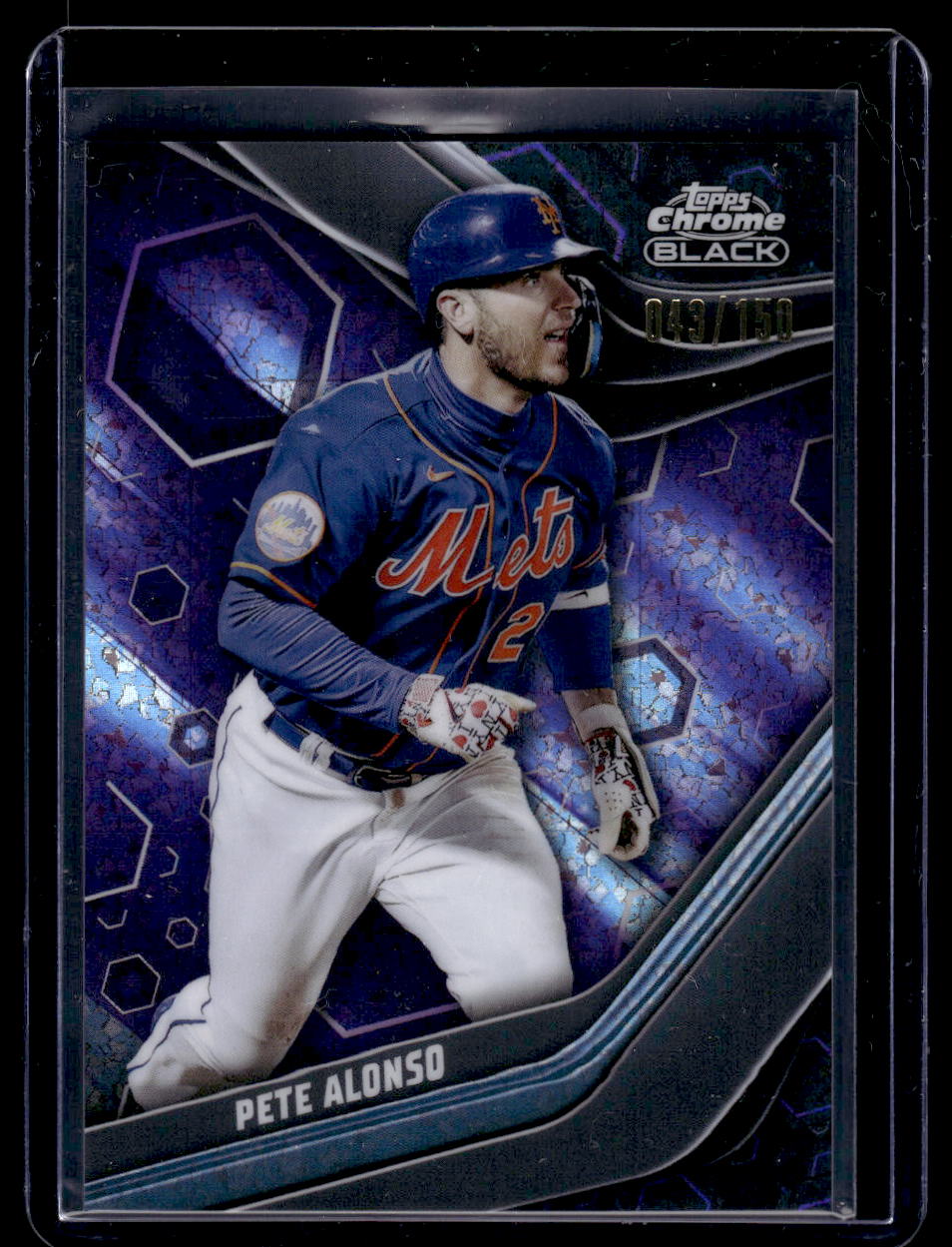 2023 Topps Chrome Black #99 Pete Alonso Purple Mini Diamond Refractor #'d /150 (New York Mets)
