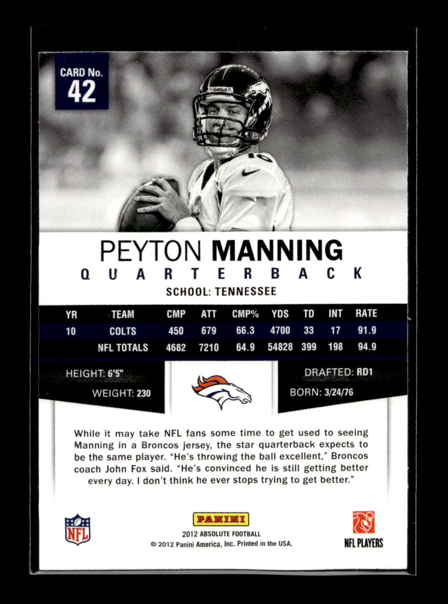 2012 Absolute #42 Peyton Manning (Denver Broncos)