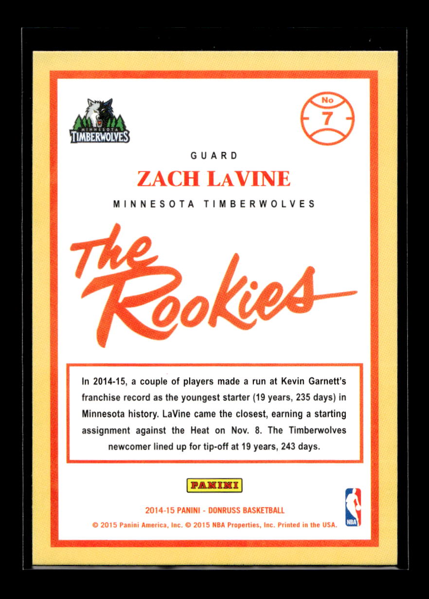 2014-15 Donruss The Rookies #7 Zach LaVine (Minnesota Timberwolves)