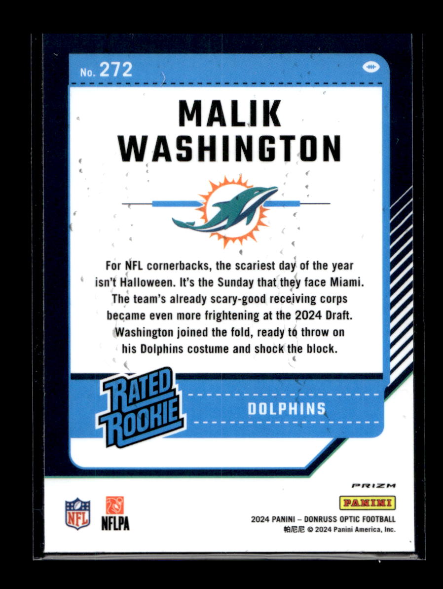2024 Donruss Optic Purple Shock Malik Washington Rated Rookie #272 (Miami Dolphins)