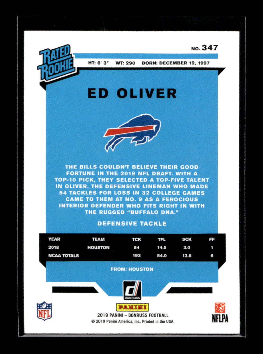2019 Donruss Press Proof Green #347 Ed Oliver Rated Rookie (Buffalo Bills)
