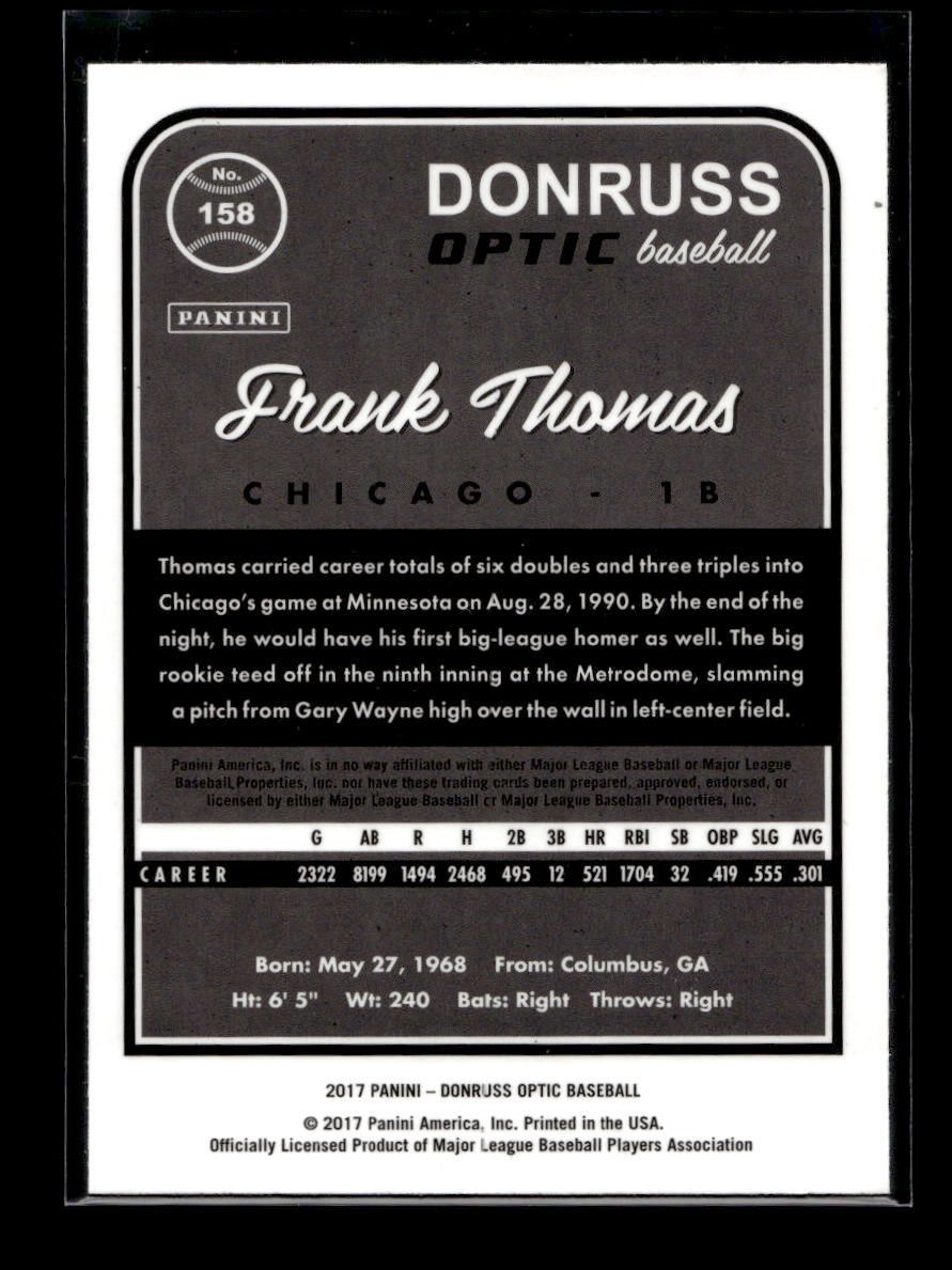 2017 Donruss Optic #158 Frank Thomas (Chicago White Sox)
