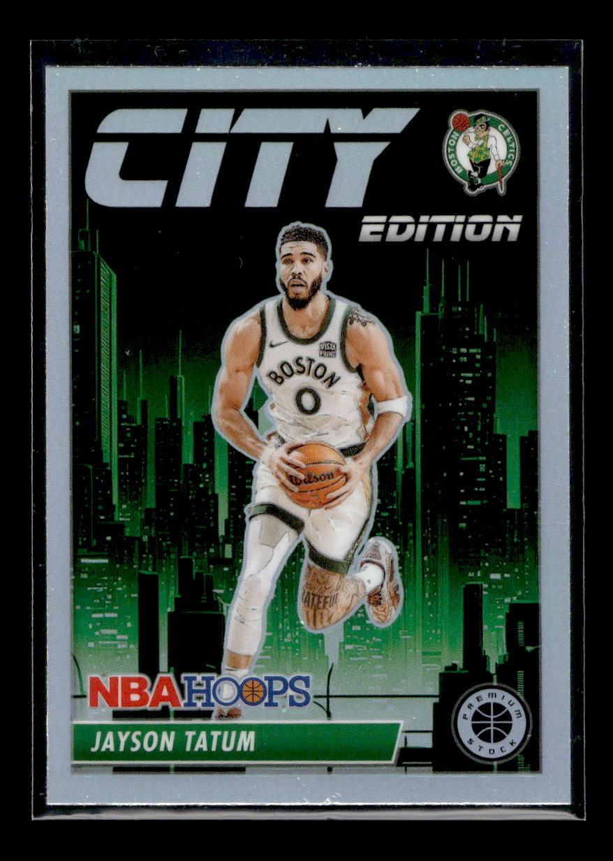 2023-24 Hoops Premium Stock City Edition Silver Prizm #3 Jayson Tatum (Boston Celtics)