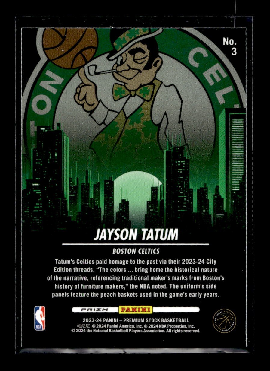2023-24 Hoops Premium Stock City Edition Silver Prizm #3 Jayson Tatum (Boston Celtics)