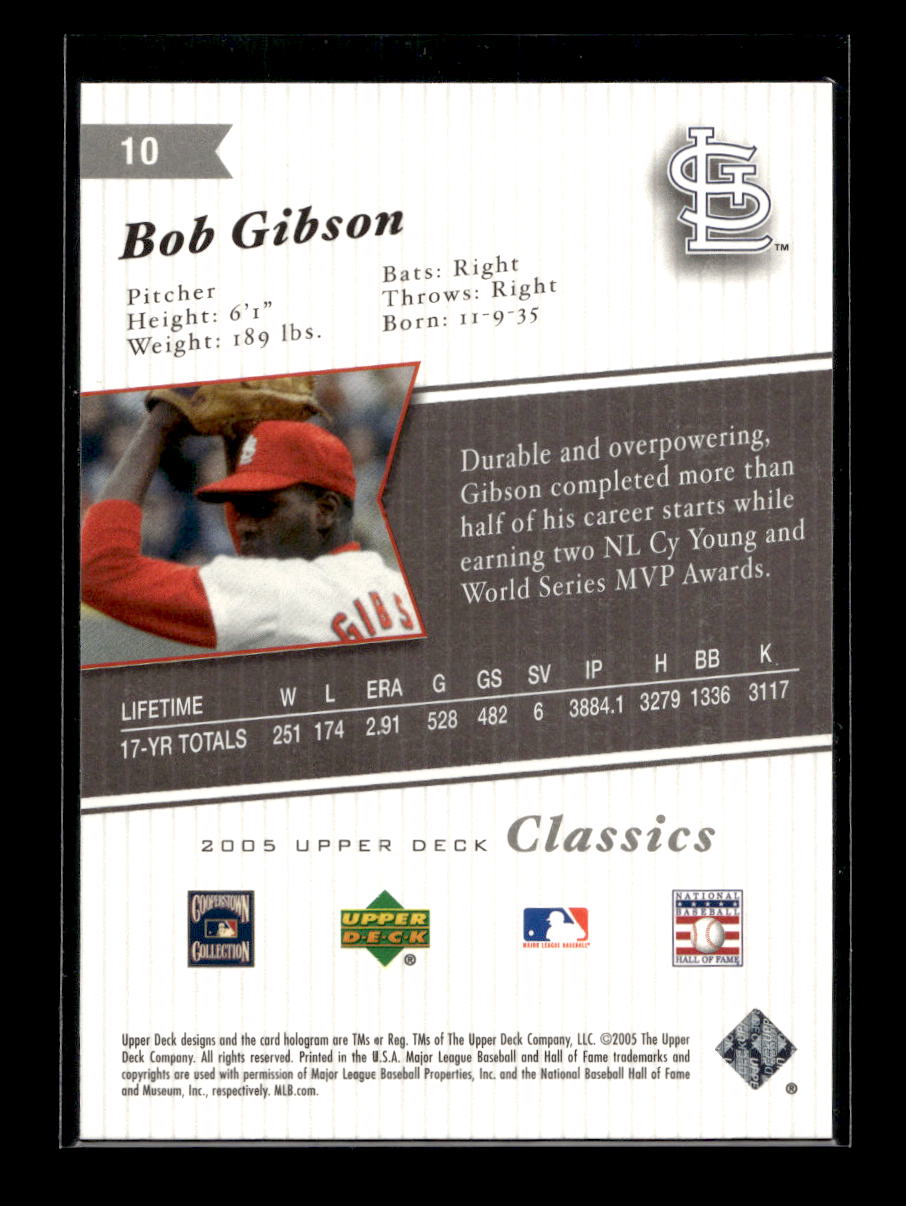 2005 Upper Deck Classics #10 Bob Gibson (St. Louis Cardinals)