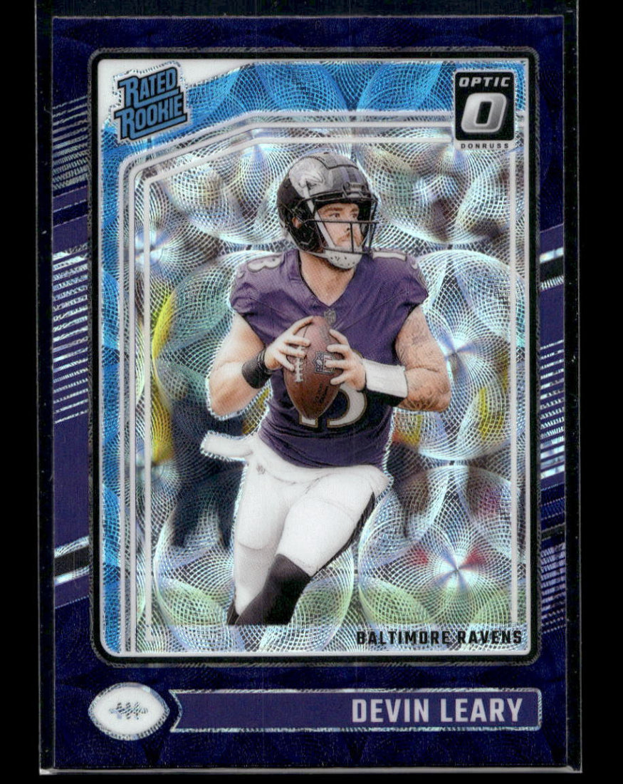 2024 Donruss Optic Purple Scope #227 Devin Leary Rated Rookie (Baltimore Ravens)