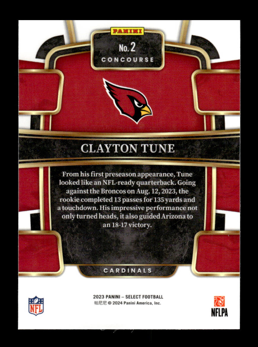 2023 Select #2 Clayton Tune Rookie (Arizona Cardinals)