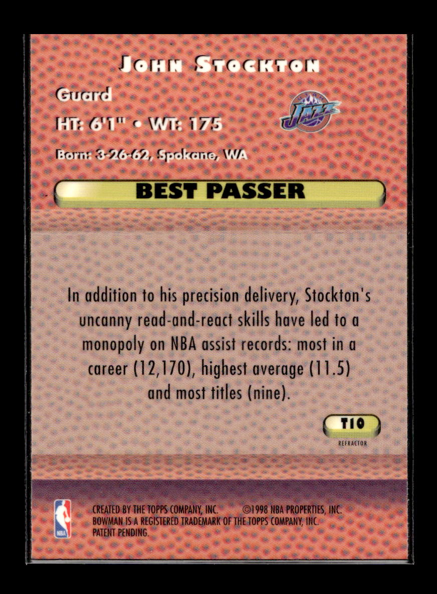 1997-98 Bowman's Best Techniques Refractors #T10 John Stockton (Utah Jazz)