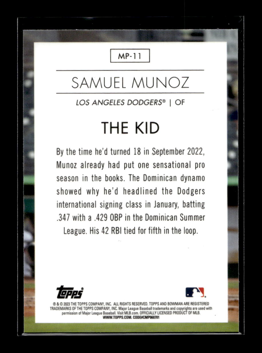 2023 Bowman Chrome Modern Prospect #MP11 Samuel Munoz (Los Angeles Dodgers)