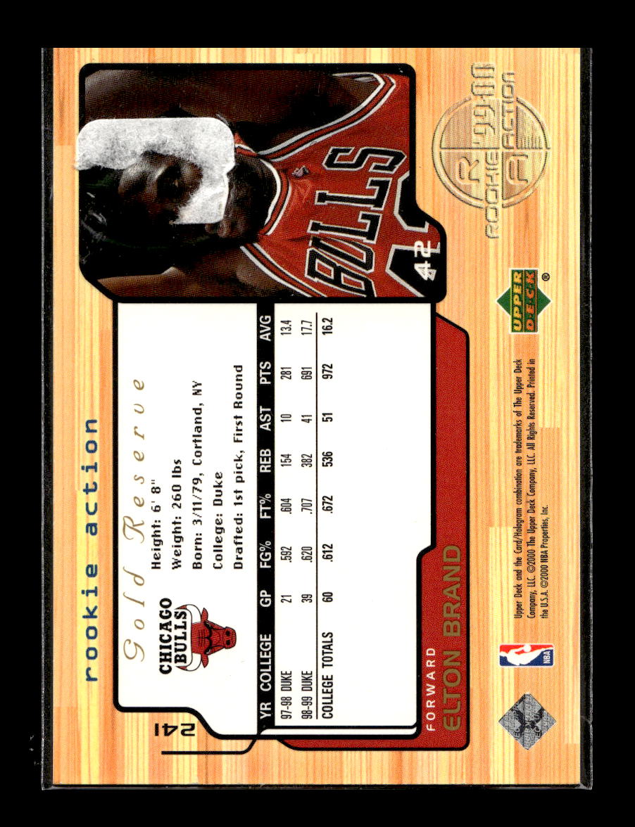 1999-00 Upper Deck Gold Reserve #241 Elton Brand Rookie #'d /3500 (Chicago Bulls)