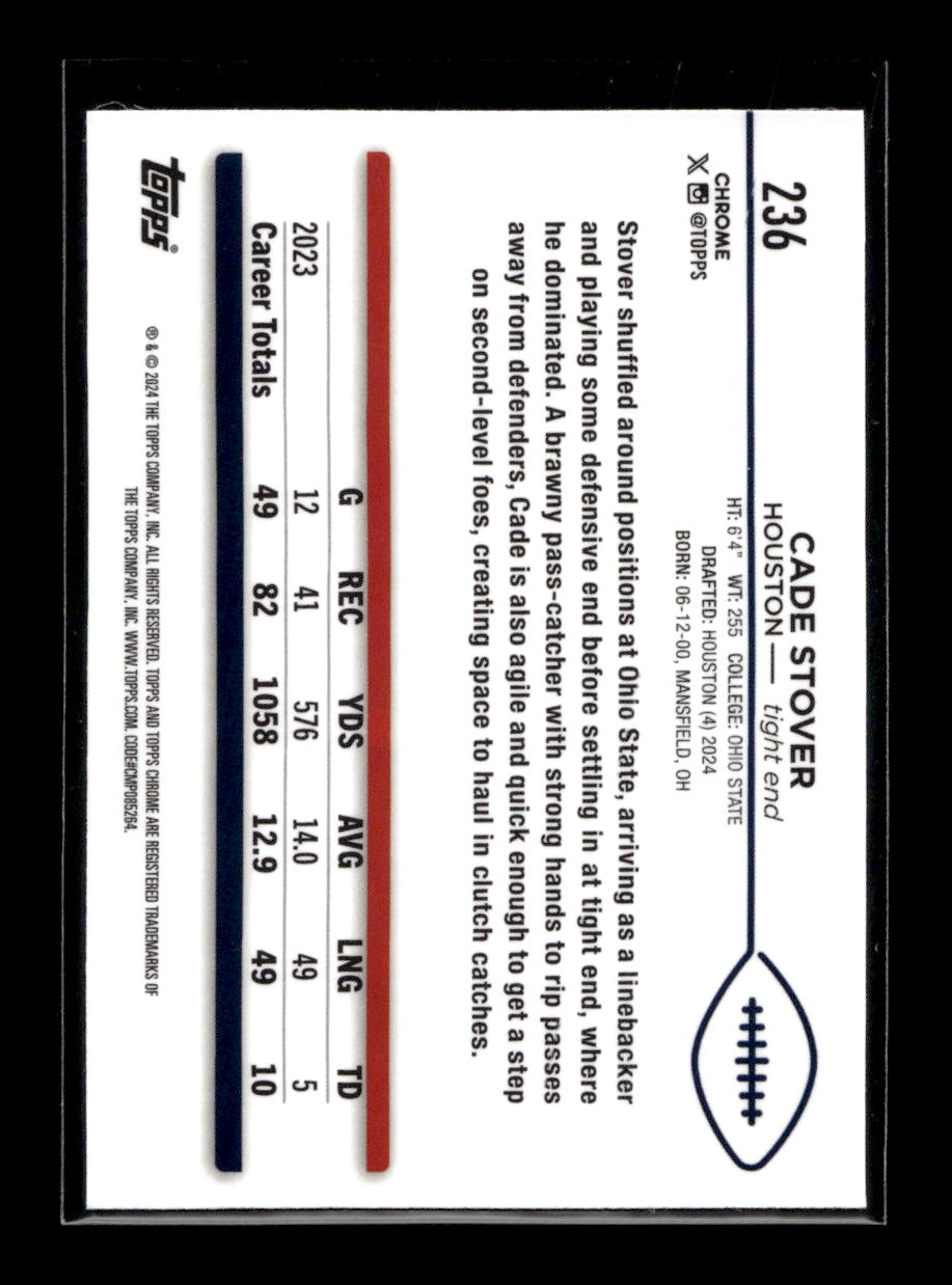 2024 Topps Chrome #236 Cade Stover (Houston Texans)