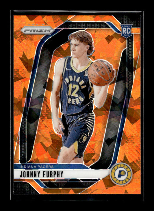 2024-25 Panini Prizm Prizms Orange Ice #237 Johnny Furphy (Indiana Pacers)