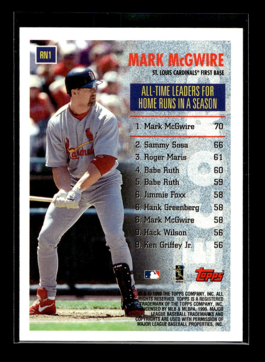 1999 Topps Record Numbers #RN1 Mark McGwire (St. Louis Cardinals)