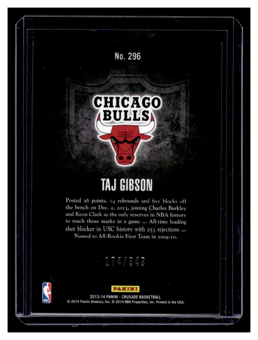 2013-14 Panini Crusade "Red" #296 Taj Gibson #'d /349 (Chicago Bulls)