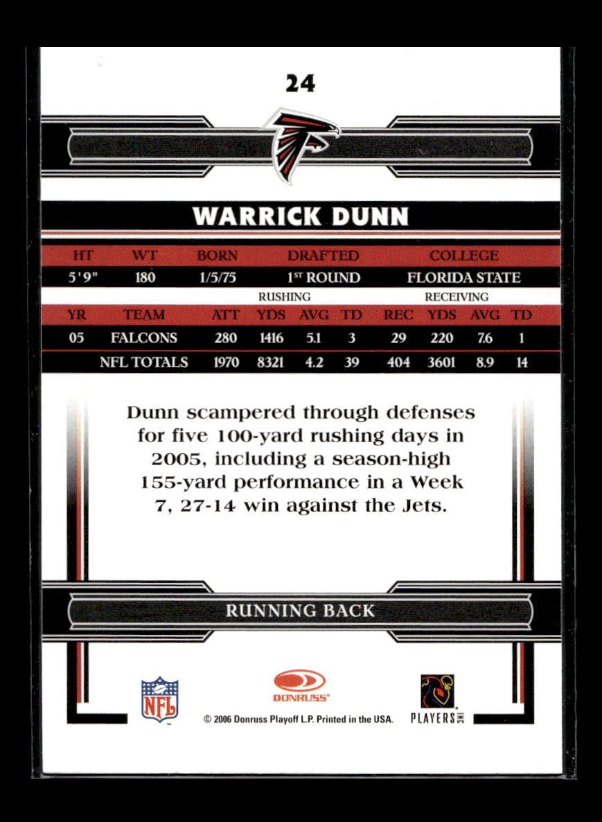 2006 Donruss Threads #24 Warrick Dunn (Atlanta Falcons)