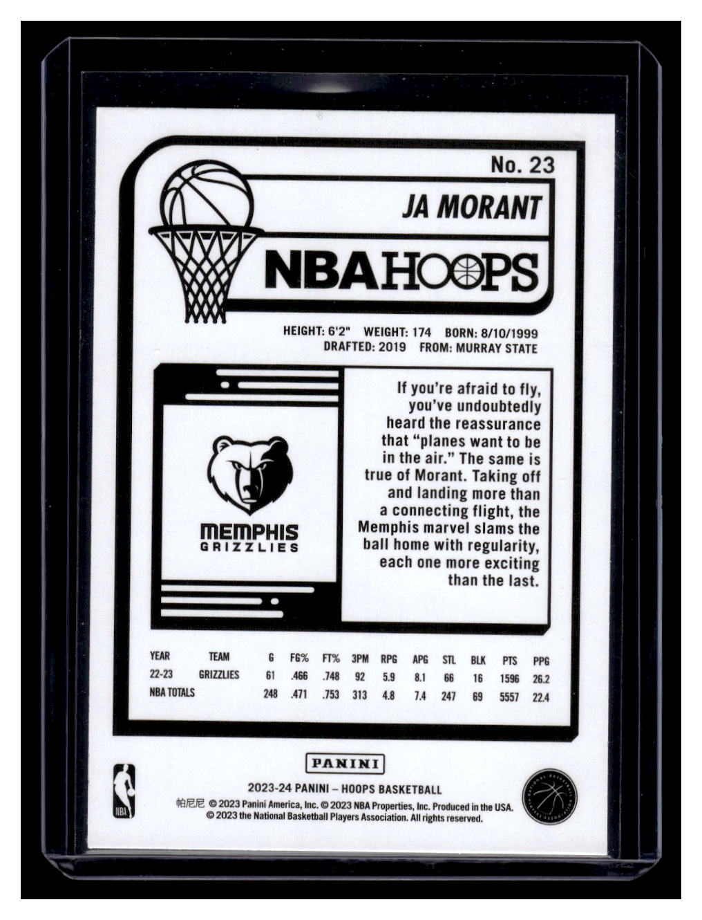 2023-24 NBA Hoops #23 Ja Morant (Memphis Grizzlies)