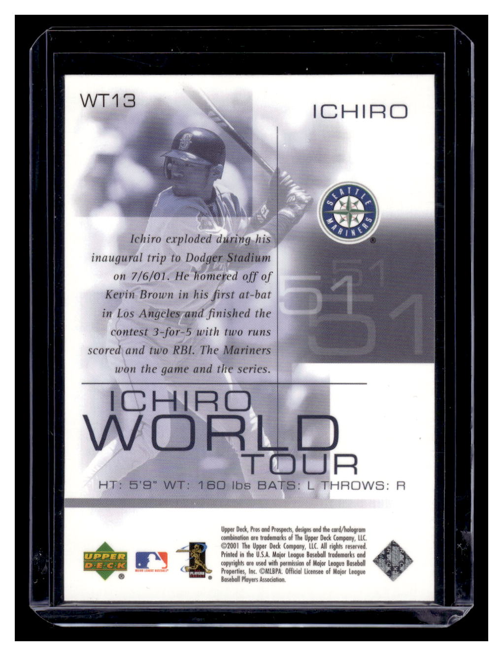 2001 Upper Deck Pros & Prospects Ichiro World Tour #WT13 (Seattle Mariners)