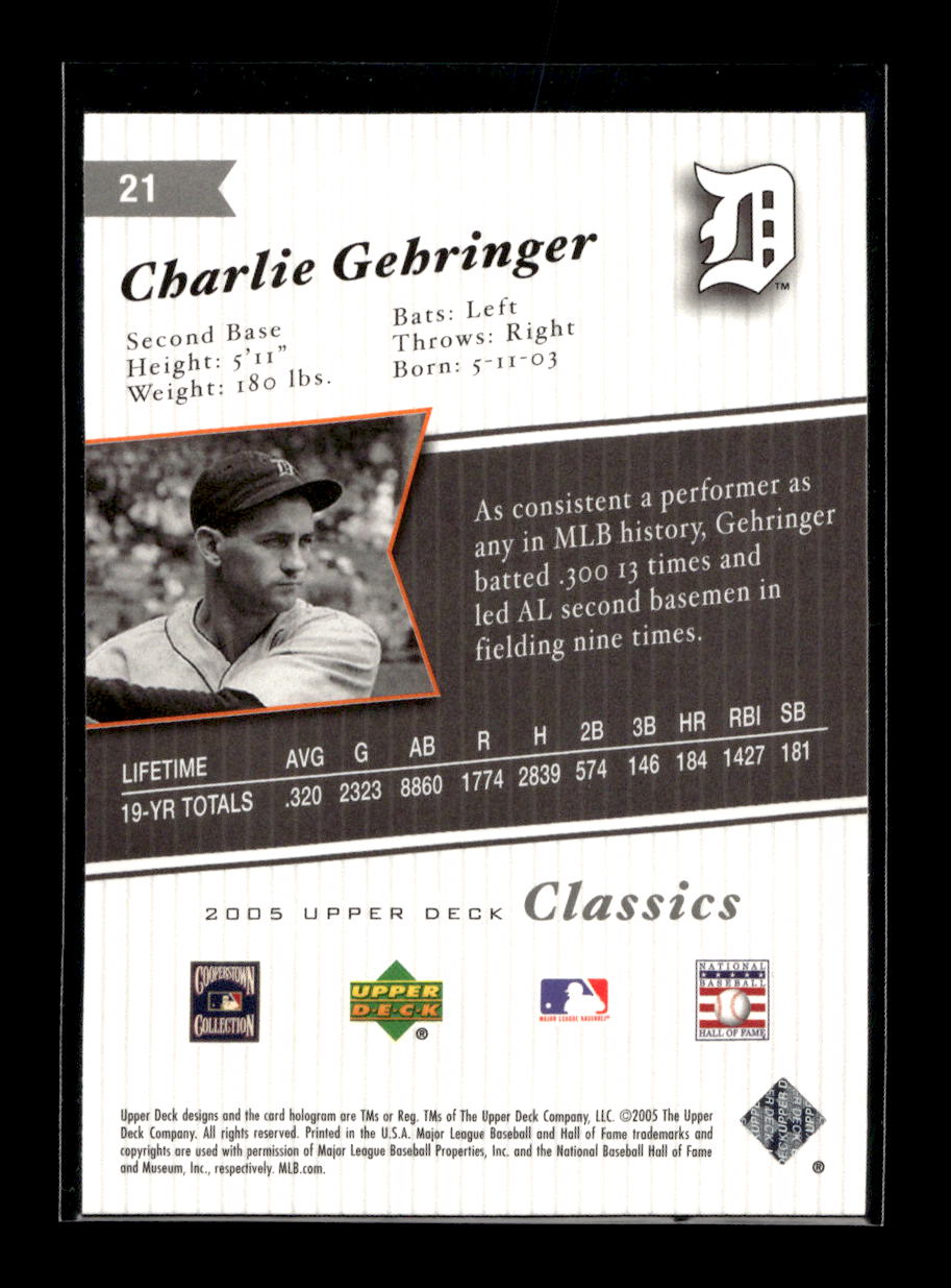 2005 Upper Deck Classics #21 Charlie Gehringer (Detroit Tigers)