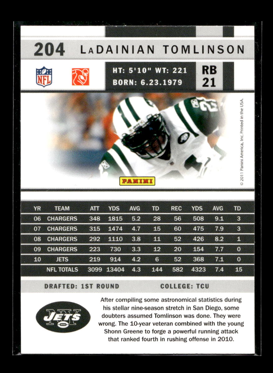 2011 Score Gold Zone #204 LaDainian Tomlinson (New York Jets)