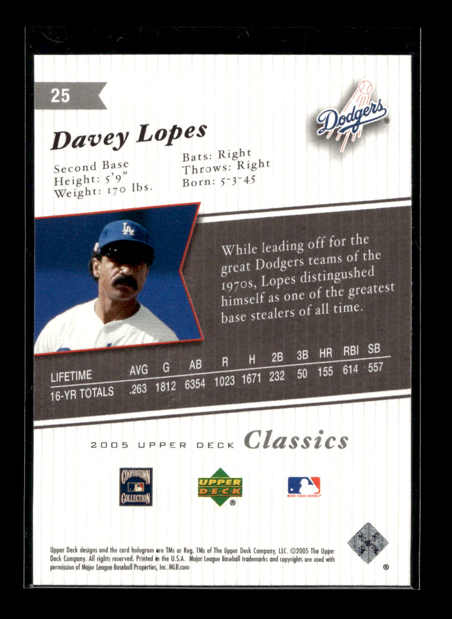 2005 Upper Deck Classics #25 Davey Lopes (Los Angeles Dodgers)