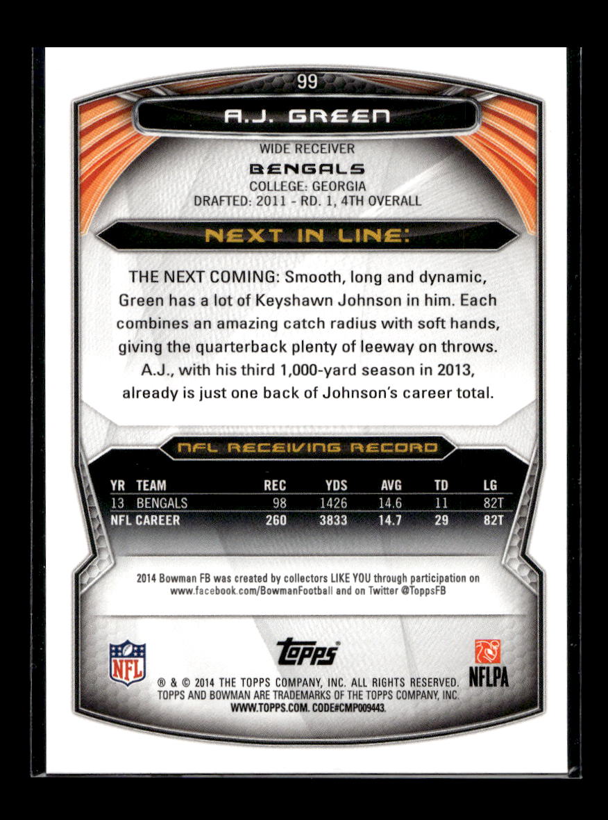 2014 Bowman #V99 A.J. Green (Cincinnati Bengals)