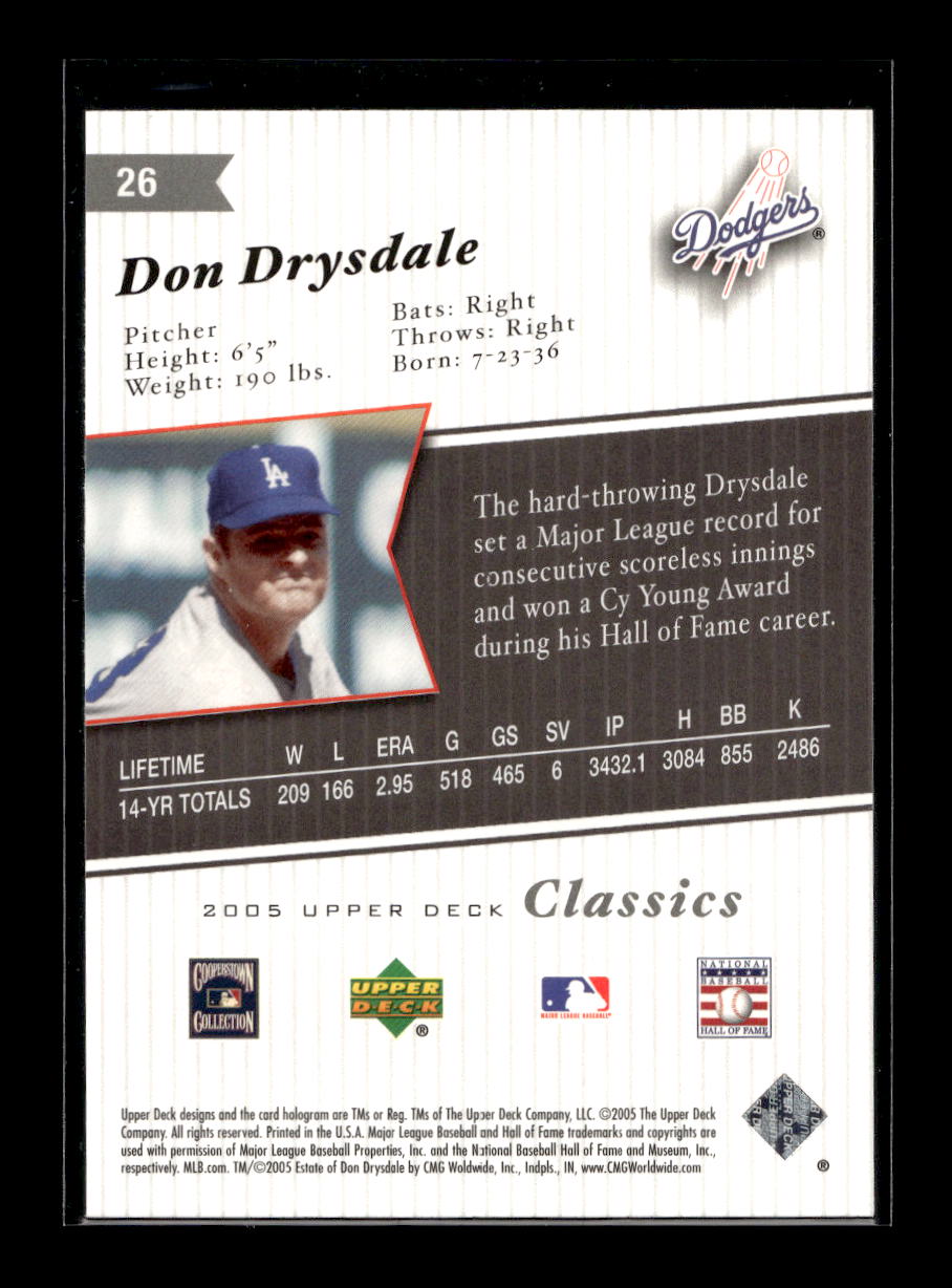 2005 Upper Deck Classics #26 Don Drysdale (Los Angeles Dodgers)