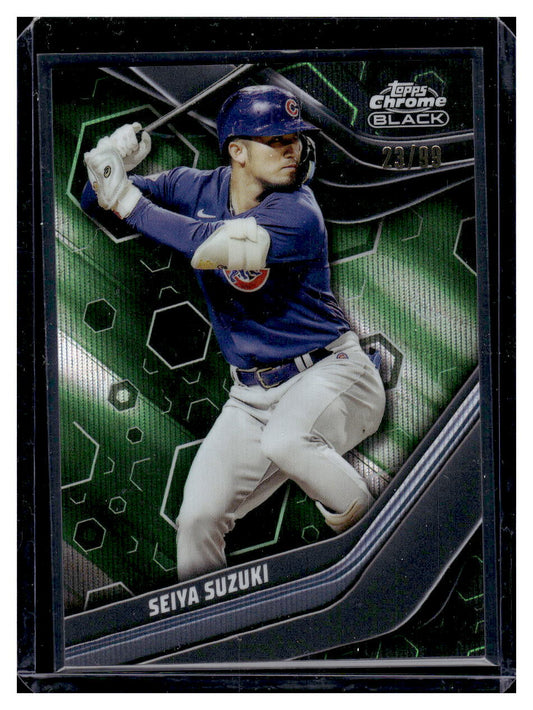 2023 Topps Chrome Black #6 Seiya Suzuki #'d /99 Green Wave Refractor (Chicago Cubs)