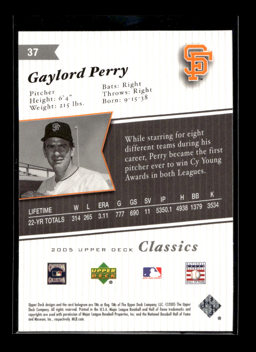 2005 Upper Deck Classics #37 Gaylord Perry (San Francisco Giants)