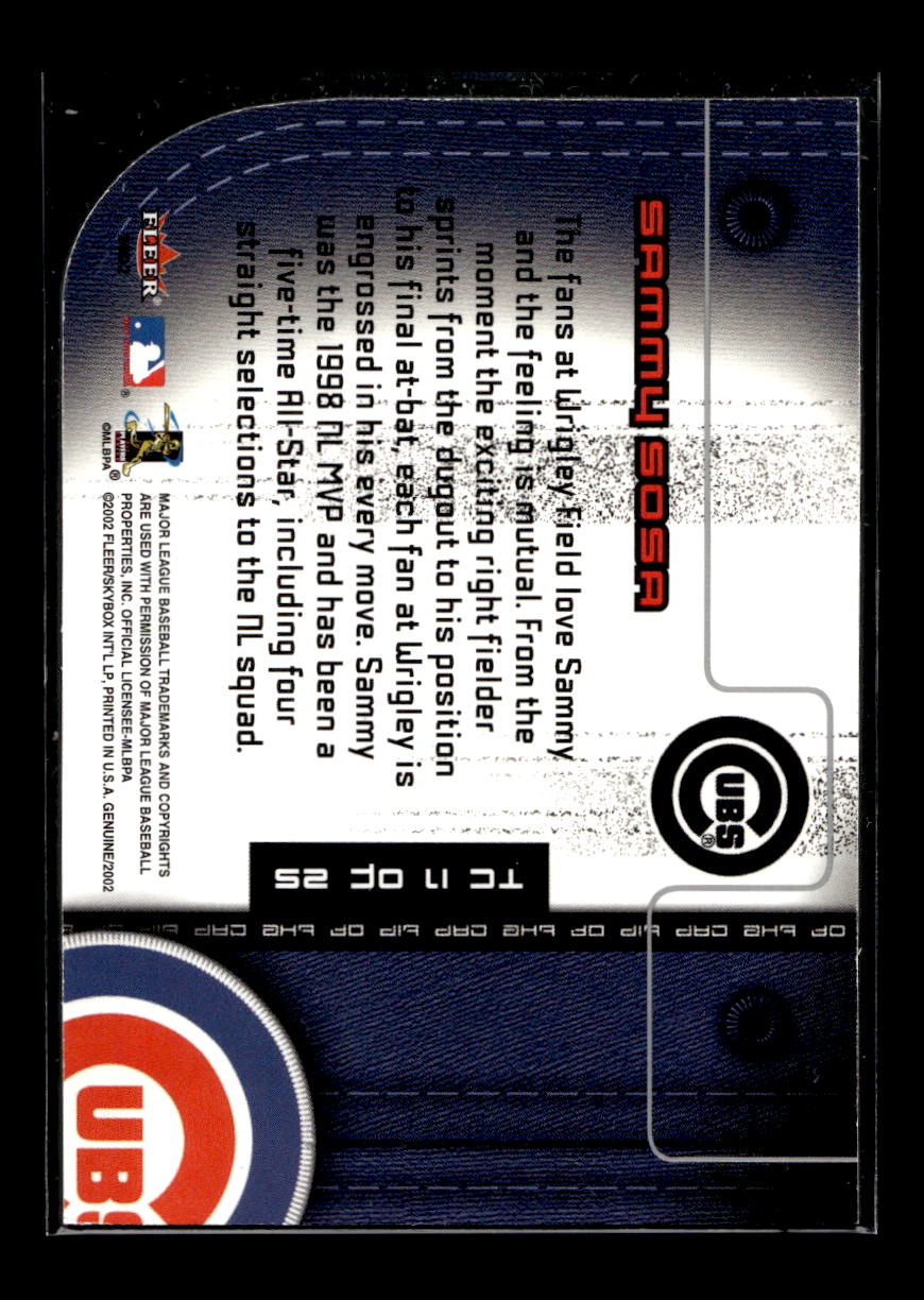 2002 Fleer Genuine Tip of the Cap #17 Sammy Sosa (Chicago Cubs)