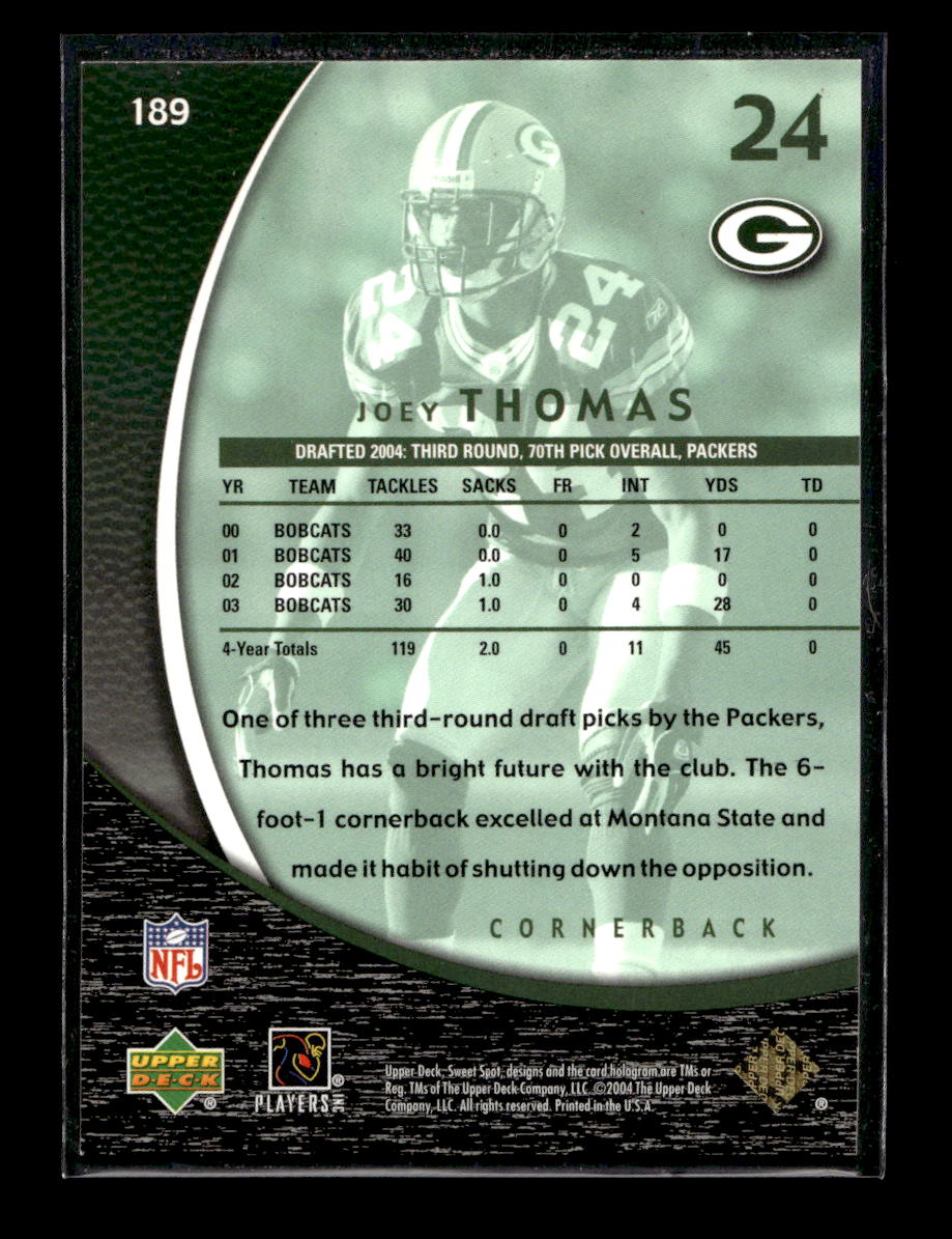 2004 Sweet Spot Gold #189 Joey Thomas Rookie #'d /50 (Green Bay Packers)