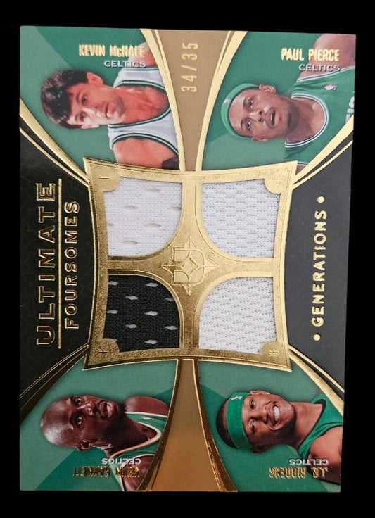 2008-09 Ultimate Foursomes Generations Patch Celtics Kevin Garnett, Paul Pierce, Kevin McHale, J.R. Giddens