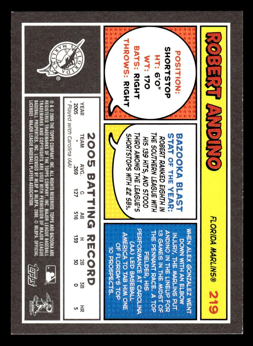 2006 Bazooka #219 Robert Andino (Florida Marlins)